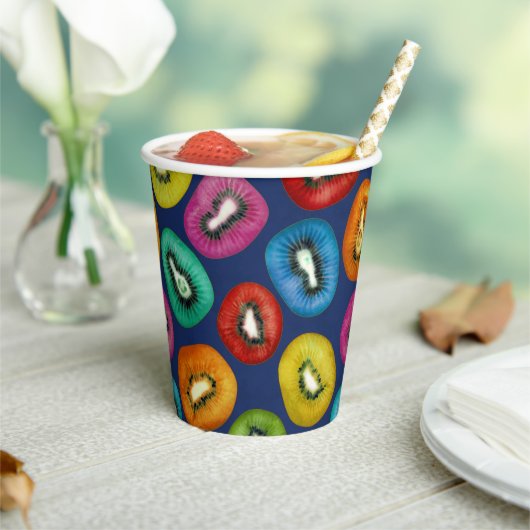 Gobelets En Papier Multicolor Kiwi Motif (Insitu)