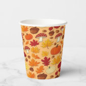 Gobelets En Papier Mushrooms and Falling Leaves Enchanted Autumn (Verso)