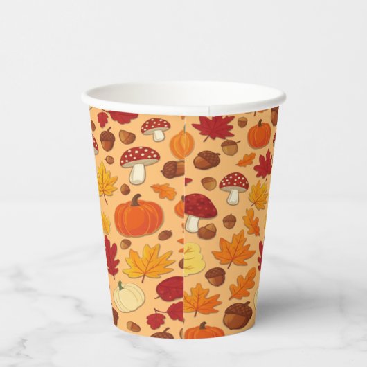 Gobelets En Papier Mushrooms and Falling Leaves Enchanted Autumn (Droite)