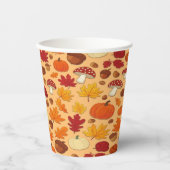 Gobelets En Papier Mushrooms and Falling Leaves Enchanted Autumn (Recto)
