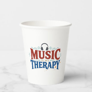 Gobelets En Papier Music Is My Therapy Funny Music Lover Headphones D