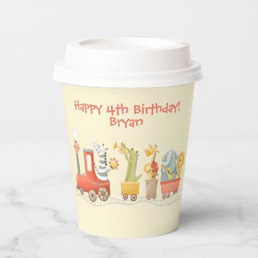 Gobelets En Papier Musical Animal Train Birthday (Recto)