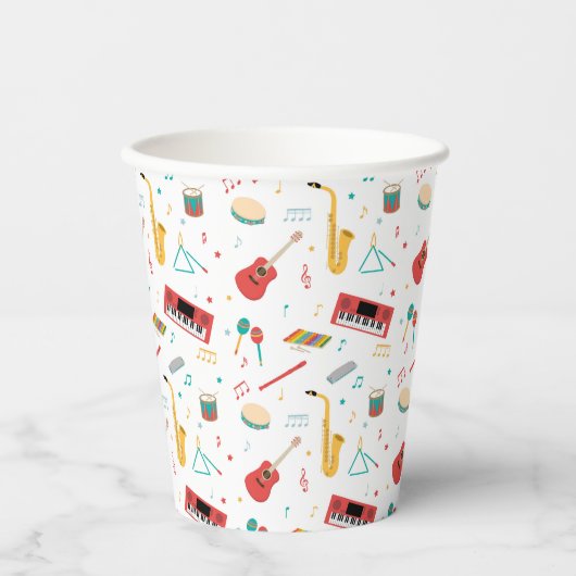 Gobelets En Papier Musical Instruments Music Theme Pattern (Recto)