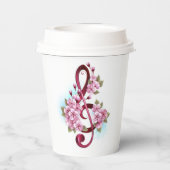 Gobelets En Papier Musical treble clef notes with sakura flowers (Verso)