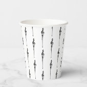 Gobelets En Papier Musique Motif Melting Treble Clef noir et blanc (Verso)