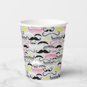 Gobelets En Papier Mustache motif, style rétro (Recto)