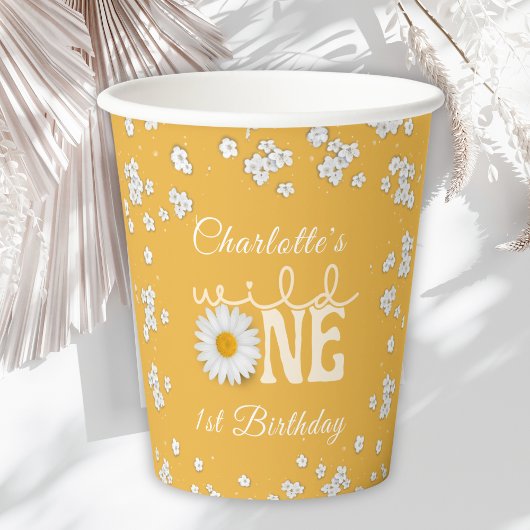 Gobelets En Papier Mustard Daisy Wild One 1st Birthday 