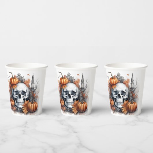 Gobelets En Papier Mystic Halloween Gothic Skull Art - Enchantant (Multi)