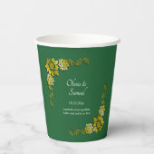 Gobelets En Papier Names Date Message Emerald Green & Gold 8oz (Verso)