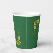 Gobelets En Papier Names Date Message Emerald Green & Gold 8oz (Droite)
