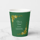 Gobelets En Papier Names Date Message Emerald Green & Gold 8oz (Recto)