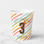 Gobelets En Papier Natural Wonder rayé fête d'anniversaire (Verso)