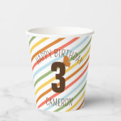 Gobelets En Papier Natural Wonder rayé fête d'anniversaire (Recto)