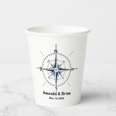 Gobelets En Papier Nautical Compass Beach Wedding Personnalisé (Recto)