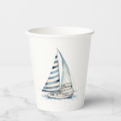 Gobelets En Papier Nautical fun "Nauti-Bouy" Sailboat baby shower (Recto)