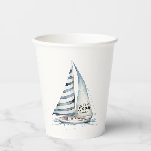 Gobelets En Papier Nautical fun "Nauti-Bouy" Sailboat baby shower (Recto)