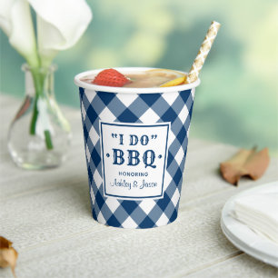 Gobelets En Papier Navy Bleu Rustique Je Dis Oui BBQ Monogramme Maria