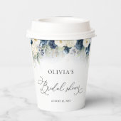 Gobelets en papier Navy Blue et Roses Blanches pou (Verso)