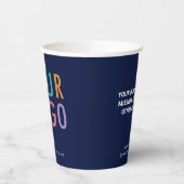 Gobelets En Papier Navy Blue Paper Cups Custom Business Logo 8 oz (Gauche)