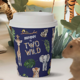 Gobelets En Papier Navy Blue Two Wild Safari à thème Anniversaire