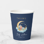 Gobelets En Papier Navy Moon Stars Celestial Baby Shower Paper Cups (Recto)