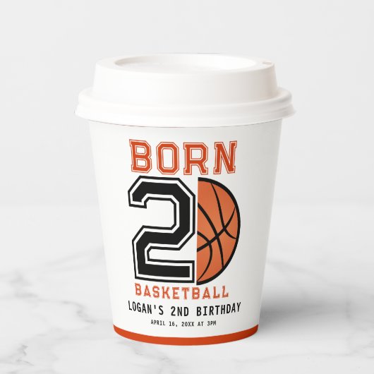 Gobelets En Papier Né 2 Ball Basketball 2e fête d'anniversaire (Recto)