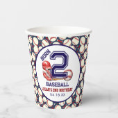 Gobelets En Papier Né 2 Baseball | Thème sportif 2e anniversaire du g (Recto)