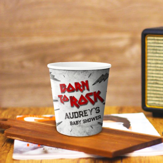 Gobelets En Papier Né à Rock - Baby shower