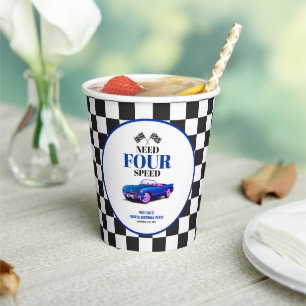 Gobelets En Papier Nécessité 4 Speed Sports Voiture Bleu Quatrième An