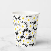 Gobelets En Papier Négative Space Daisies blanc jaune sur noir (Verso)