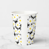 Gobelets En Papier Négative Space Daisies blanc jaune sur noir (Gauche)