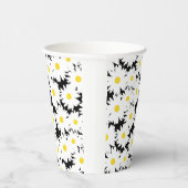 Gobelets En Papier Négative Space Daisies blanc jaune sur noir (Droite)