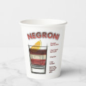 Gobelets En Papier NEGRONI Cocktail Recette Art (Verso)