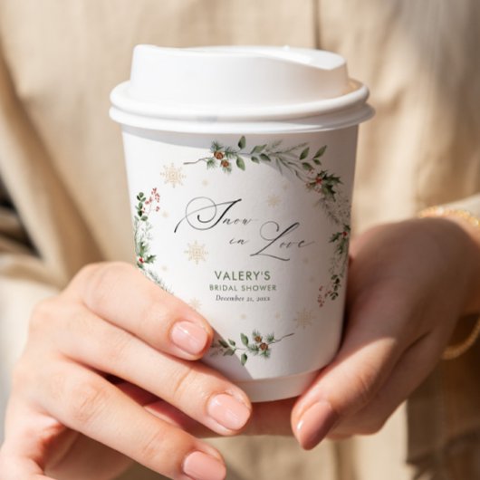 Gobelets En Papier Neige d'amour Shower de Mariée d'Hiver