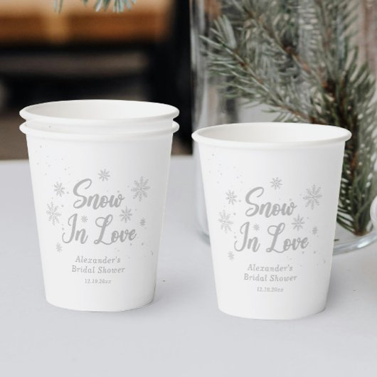 Gobelets En Papier Neige en amour Mariage d'hiver blanc Shower de mar