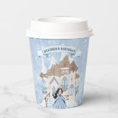 Gobelets En Papier Neige hiver foncé Haired Princess Anniversaire (Verso)