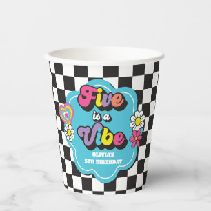 Gobelets En Papier Neon 90s Rétro Five est une ambiance 5e Anniversai