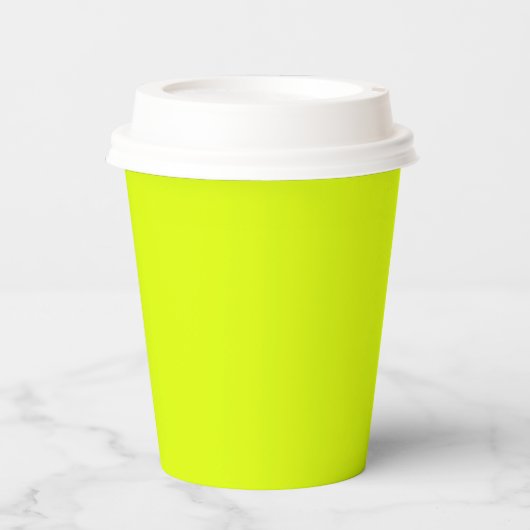 Gobelets En Papier Neon Chartreuse couleur solide | Couleur tendance (Recto)