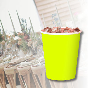Gobelets En Papier Neon Chartreuse couleur solide   Couleur tendance