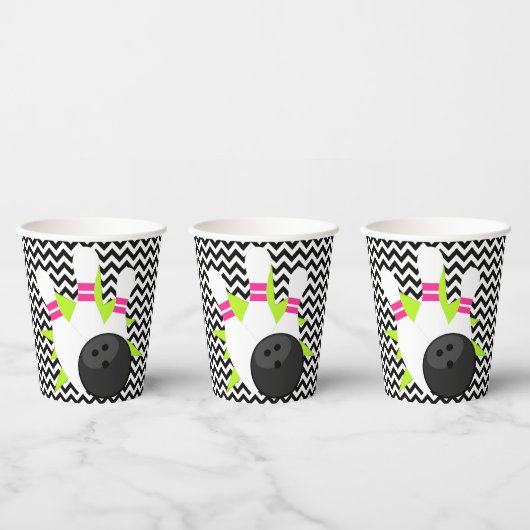 Gobelets En Papier Neon Chevron Bowling Party tasses à papier (Multi)