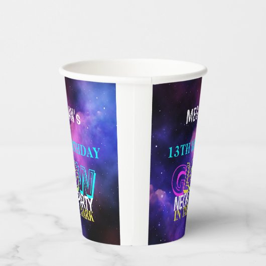 Gobelets En Papier Neon éclaire moderne ado fête d'anniversaire (Droite)