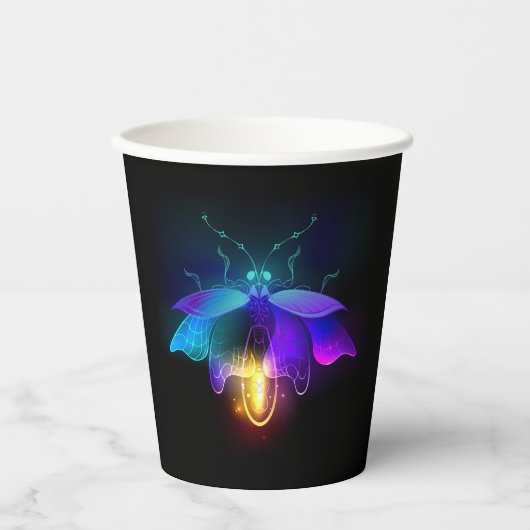 Gobelets En Papier Neon Firefly sur noir (Recto)