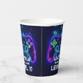 Gobelets En Papier Neon Gamer Arcade Video Game Level Up Anniversaire (Droite)