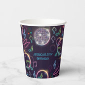 Gobelets En Papier Neon Glow Disco Dance Anniversaire (Verso)