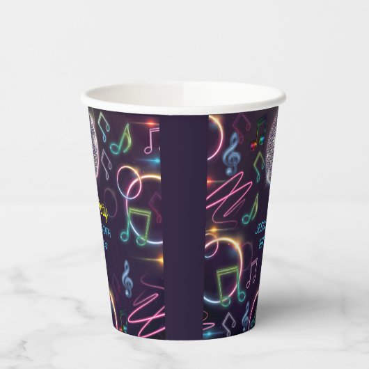 Gobelets En Papier Neon Glow Disco Dance Anniversaire (Gauche)