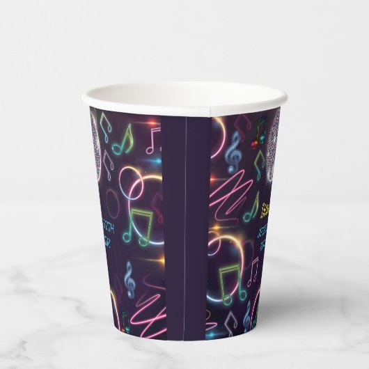 Gobelets En Papier Neon Glow Disco Dance Anniversaire (Droite)