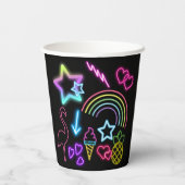 Gobelets En Papier Neon Glow in Dark, Rainbow Cheetah print (Verso)