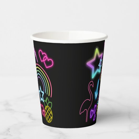 Gobelets En Papier Neon Glow in Dark, Rainbow Cheetah print (Gauche)