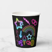 Gobelets En Papier Neon Glow in Dark, Rainbow Cheetah print (Recto)