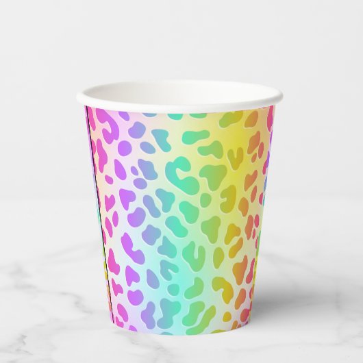 Gobelets En Papier Neon Glow in the Dark, Rainbow Cheetah Print Cup (Recto)